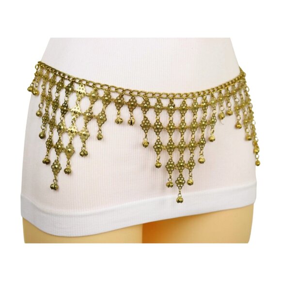 New Women Gold Metal Belly Dance Ethnic Fashion Charms Belt Hip Waist Size M L - Picture 9 of 16